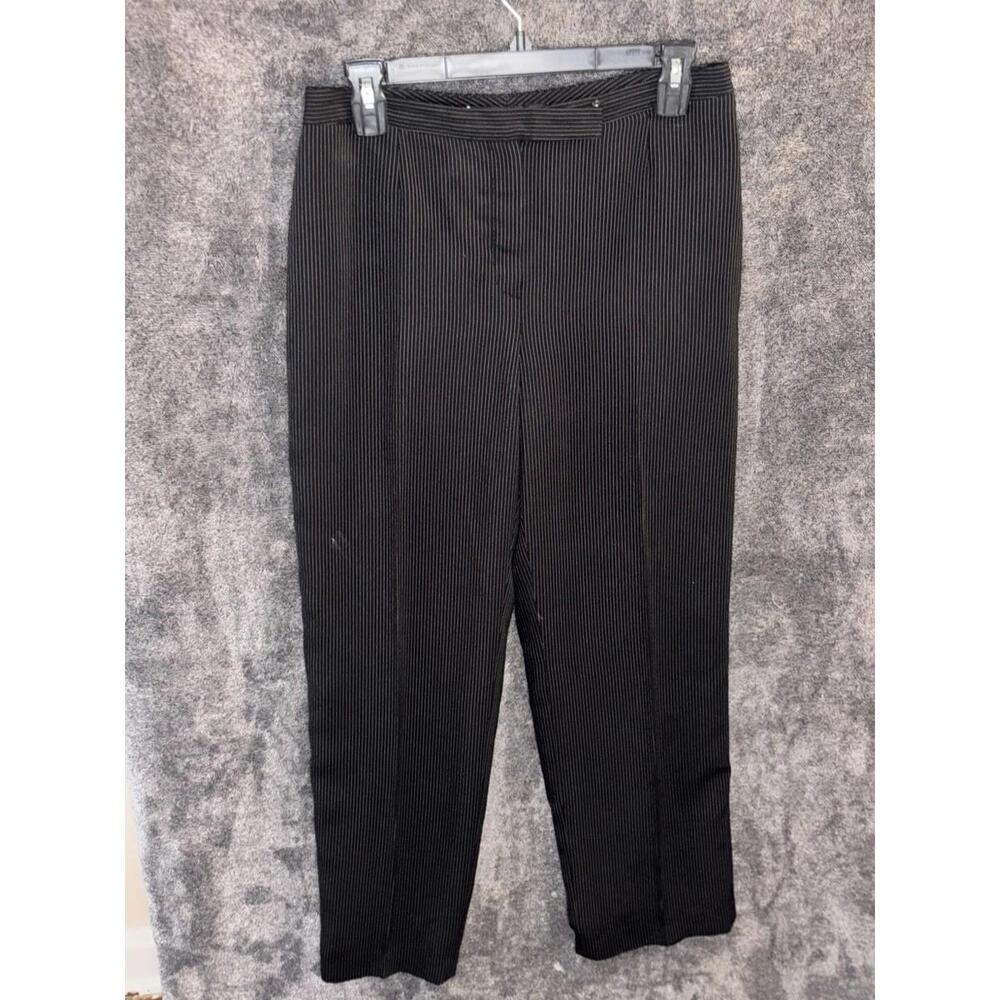 Anne Klein Black Pinstripe Dress Pants 6P‎ Petite Straight